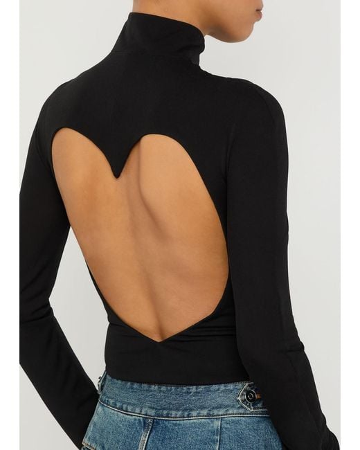 Alaïa Black Heart Cut-Out Crepe Bodysuit