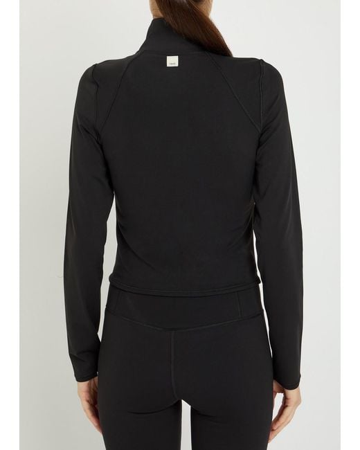 vuori Black All The Feels Zip Up Stretch-Jersey Top