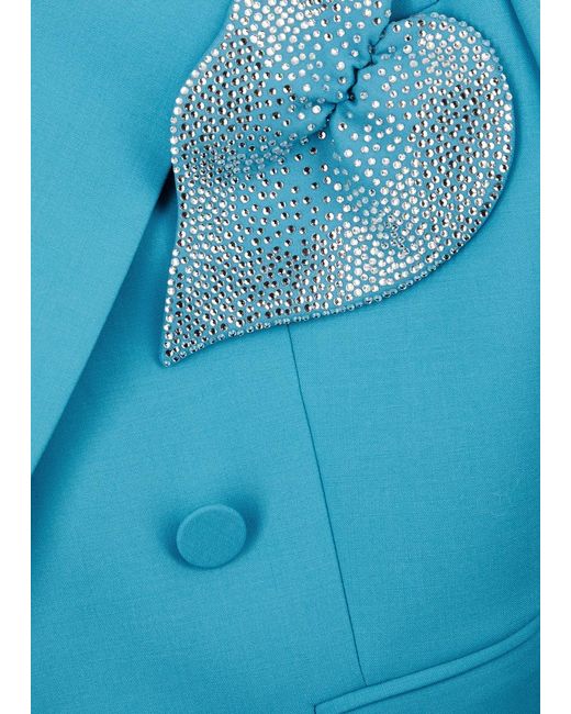GIUSEPPE DI MORABITO Blue Crystal-embellished Stretch-wool Blazer