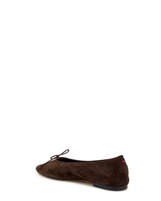 Aeyde White Tiby Kid Bow-Appliquéd Suede Ballet Flats