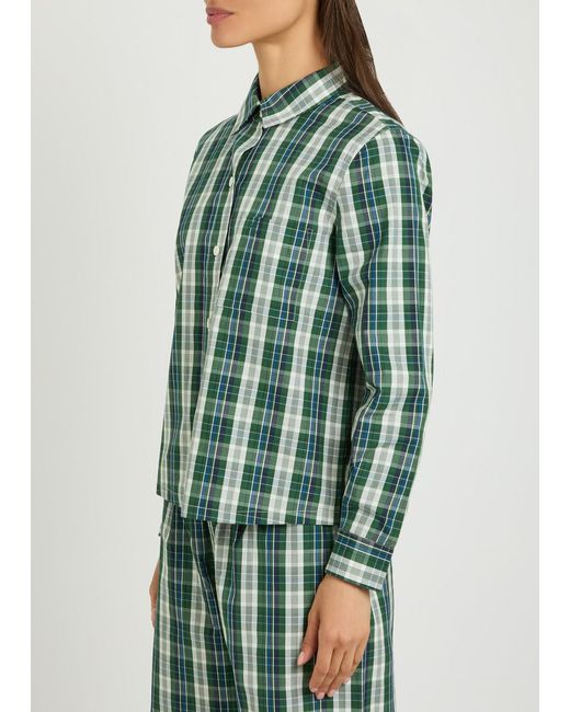 Suzie Kondi Green Vella Striped Cotton-Poplin Shirt