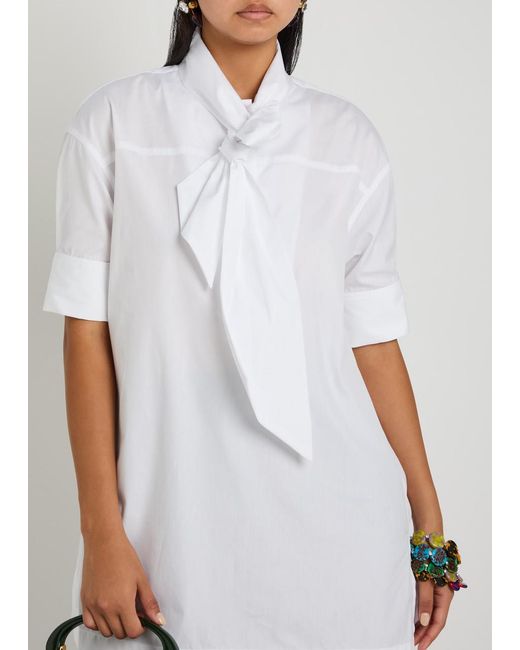 Dries Van Noten White Calma Scarf Cotton-Poplin Shirt