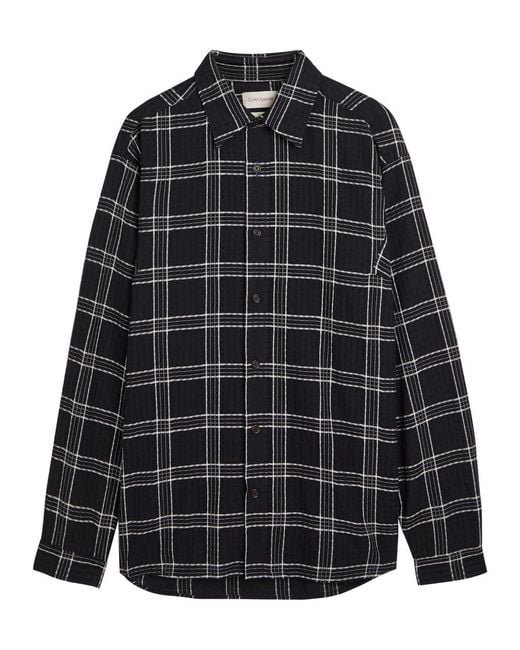 Oliver Spencer Black Garrison Plaid Cotton Shirt for men
