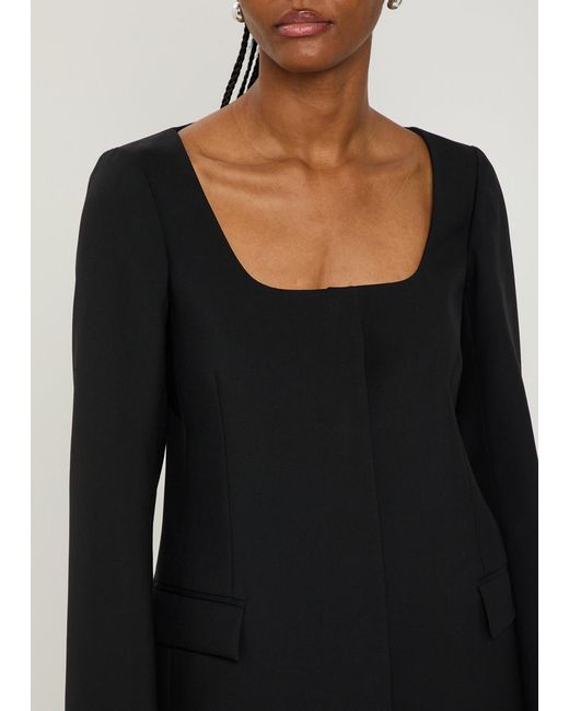 Calvin Klein Black Camille Scoop-Neck Wool Blazer