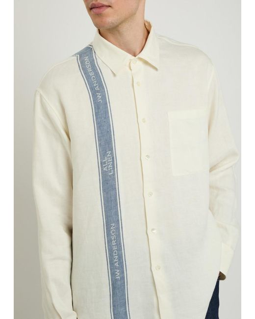 J.W. Anderson White Logo Linen Shirt for men