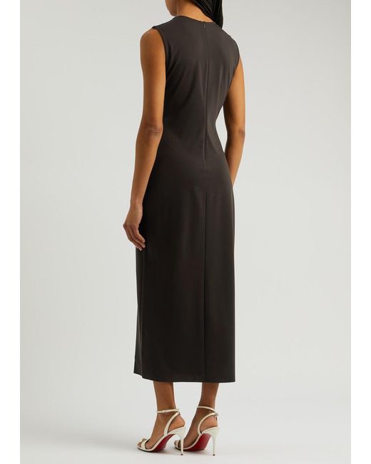 Weekend by Maxmara Brown Locusta Gathered Stretch-Jersey Midi Dress