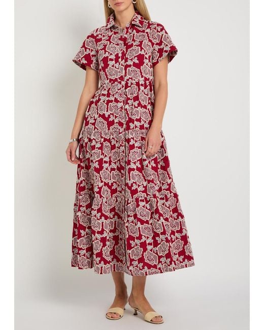 Erdem Floral-Embroidered Cotton-Blend Midi Shirt Dress