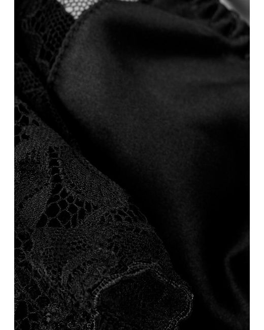 Fleur Of England Black Signature Silk-Blend Thong