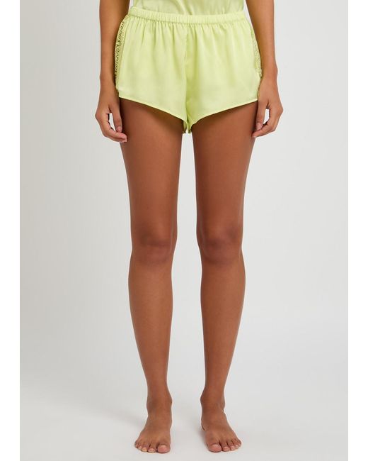 Simone Perele Yellow Satin Secrets Lace-Trim Satin Pyjama Shorts