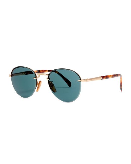 David Beckham Blue Rimless Round-Frame Sunglasses for men