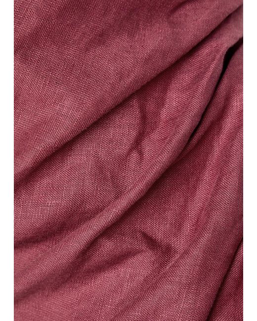 Faithfull The Brand Pink Nera Ruched Strapless Linen Top