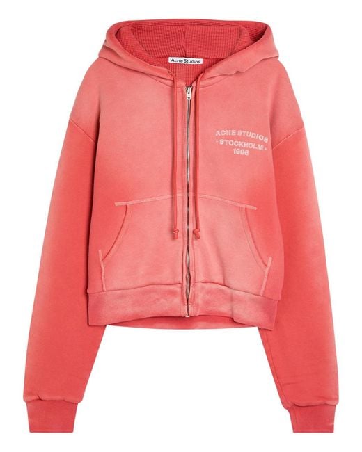 Acne Red Logo-Print Cotton Sweatshirt for men