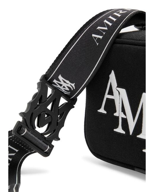 Amiri Black Staggered Logo-Embroidered Canvas Camera Bag for men