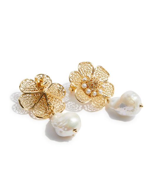 SORU White Florissima 24kt Gold-plated Drop Earrings
