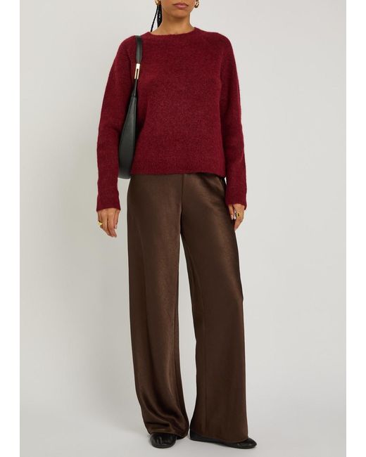 Vince Brown Straight-Leg Satin Trousers
