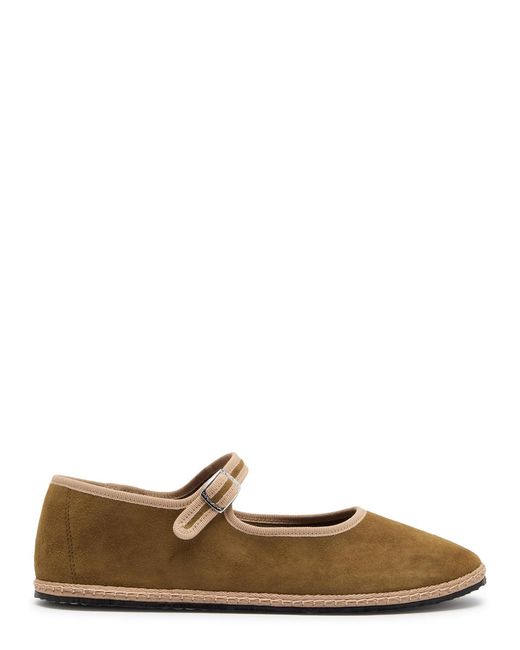 Vibi Venezia Brown Suede Mary Jane Flats