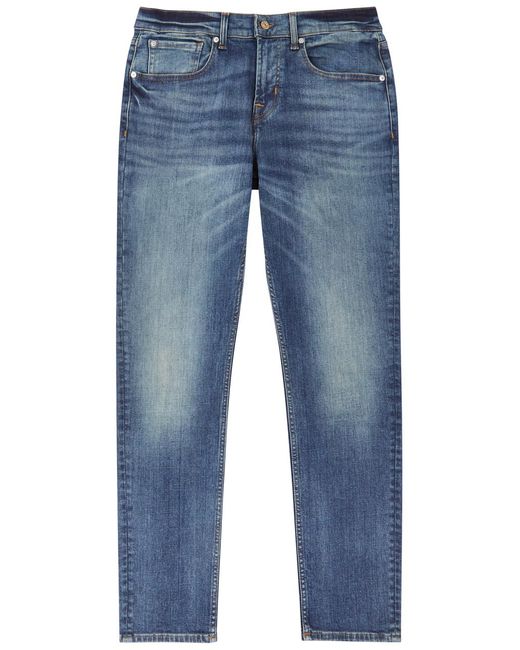 7 For All Mankind Blue Slimmy Tapered Slim-leg Jeans for men