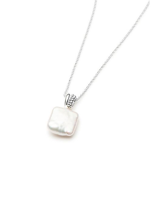Missoma White Pearl Baya Square Pendant-Plated Necklace