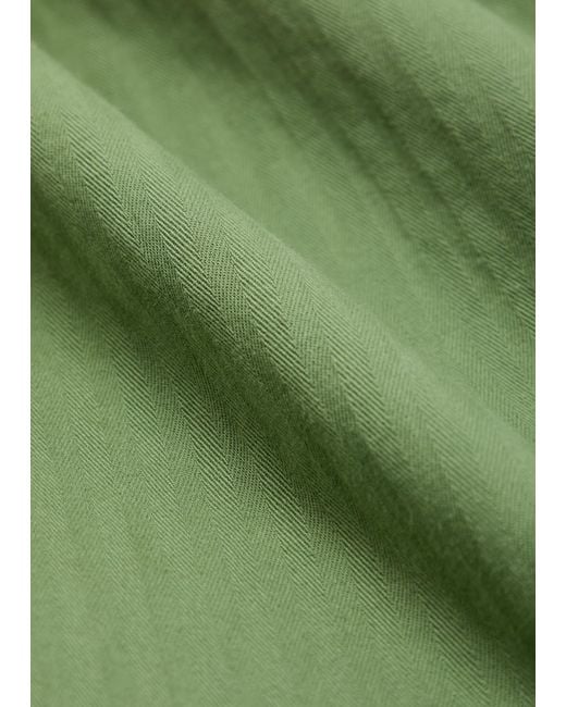 Percival Green Herringbone Straight-Leg Stretch-Cotton Trousers for men