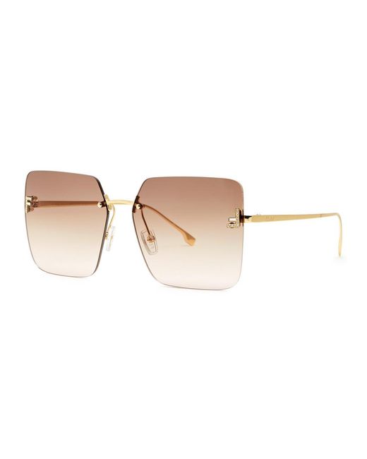 Fendi White First Rimless Square-frame Sunglasses