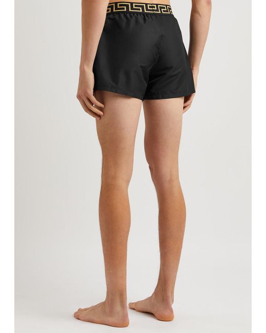 Versace Black Logo Nylon Swim Shorts for men