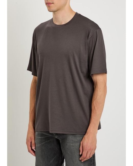Ssstein Gray Oversized Wool T-Shirt for men