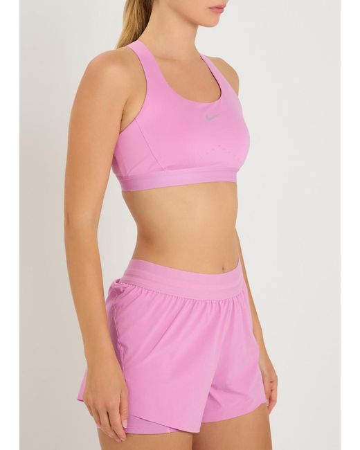 Nike Pink Swift Logo Stretch-Jersey Sports Bra