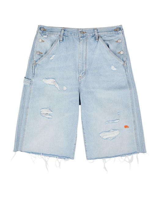 ERL Blue X Levi's 501 Distressed Denim Shorts for men