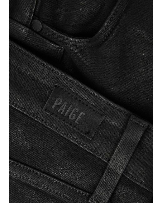PAIGE Black Hoxton Ankle Coated Skinny Jeans