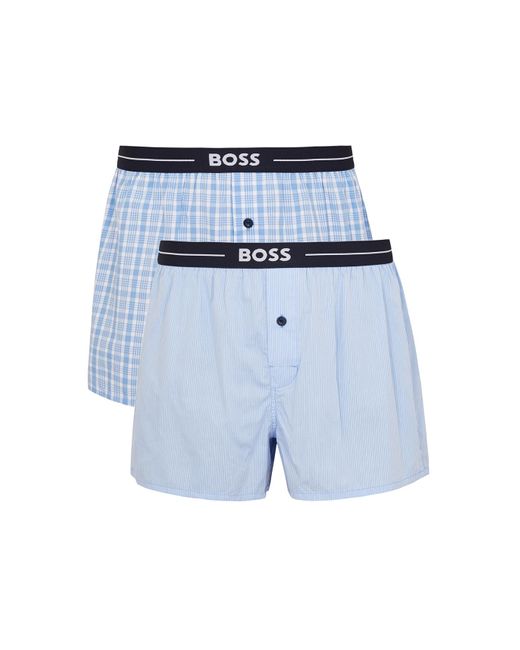 Boss Blue Cotton Boxer Shorts for men