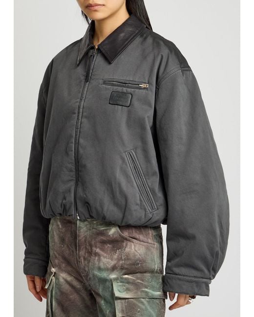 Acne Gray Okra Padded Twill Bomber Jacket