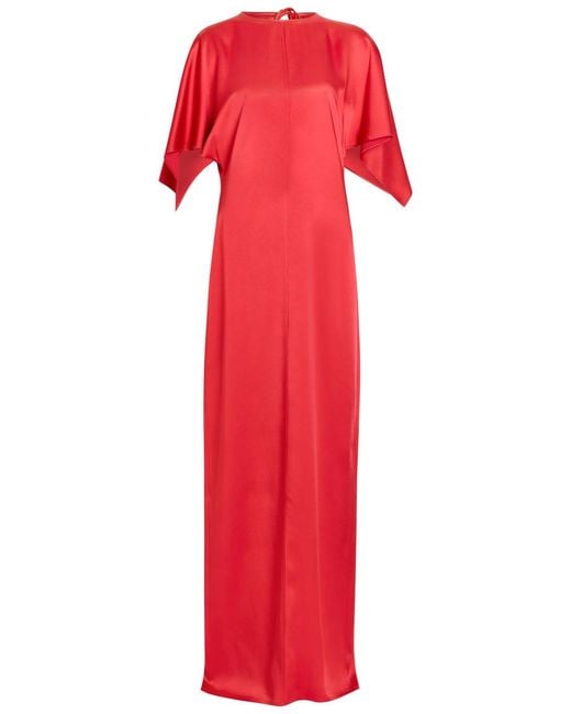 Stella McCartney Red Draped Satin-Crepe Maxi Dress