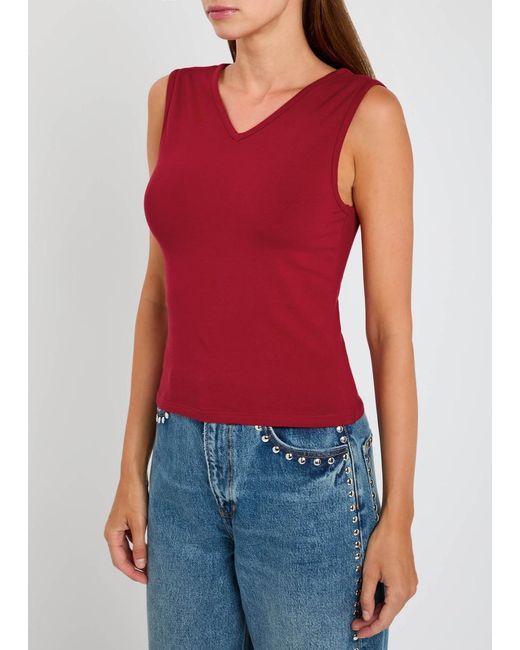 Reformation Red Wren Stretch-Cotton Top