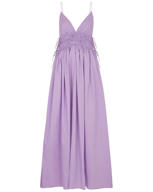 Matteau Lilac Smocked Cotton Maxi Dress in Purple | Lyst