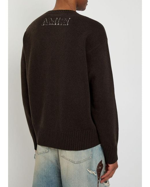 Amiri Black Ma Logo-Appliquéd Wool Jumper for men