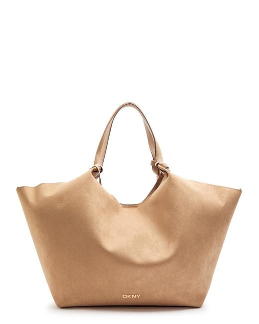 DKNY Natural Paula Large Suede And Leather Tote Bag