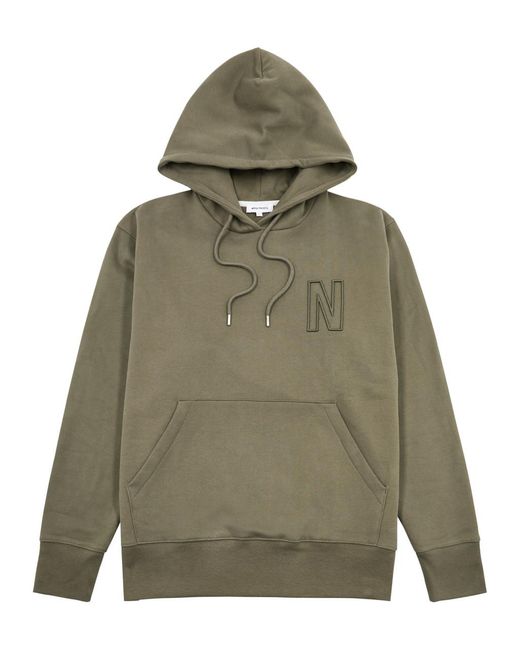 Norse Projects Green Arne Logo-embroidered Hooded Cotton Sweatshirt for men
