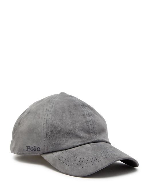 Polo Ralph Lauren Gray Logo-Embroidered Suede Cap for men