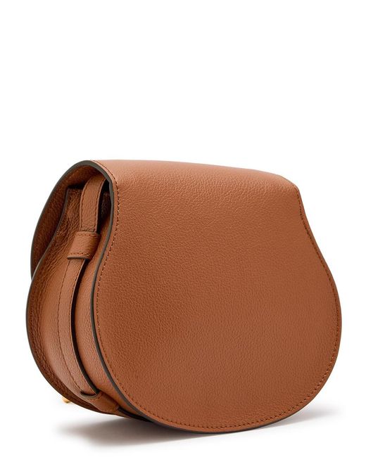 Chloé Brown Marcie Small Grained Leather Saddle Bag