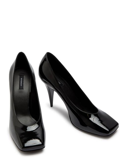 Givenchy Black Square-Toe Patent Leather Pumps