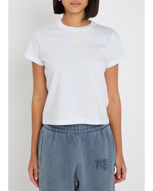 T By Alexander Wang White Logo-Appliquéd Cotton T-Shirt