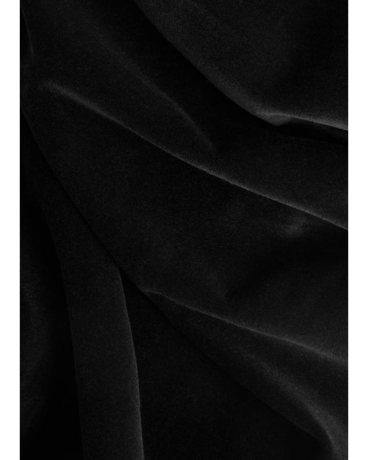 TOVE Black Sabella Draped Velvet Midi Dress