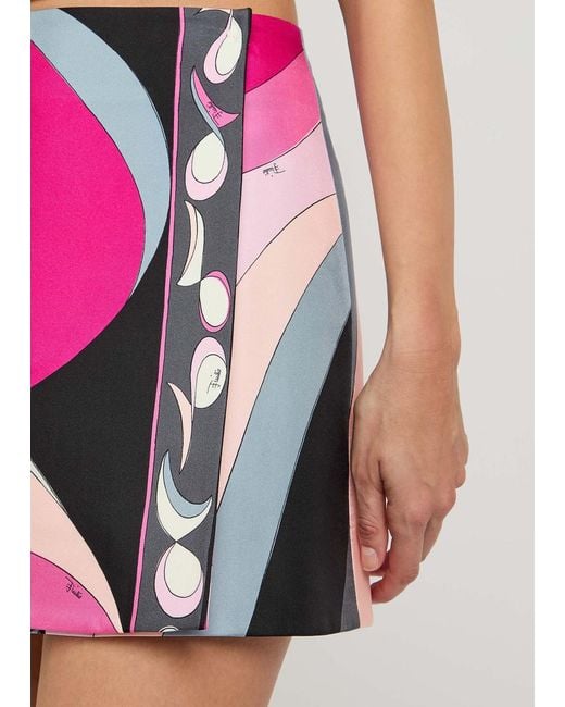 Emilio Pucci Pink Gonna Printed Silk Mini Skirt