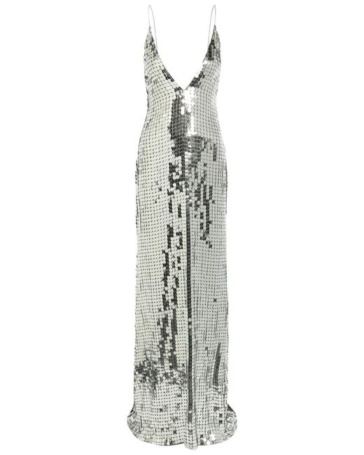 The New Arrivals Ilkyaz Ozel White Claudie Sequin-Embellished Maxi Dress