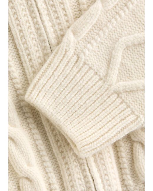 FRAME White Cable-Knit Wool Cardigan