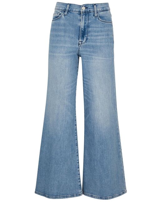FRAME Le Palazzo Cropped Flared Jeans in Blue | Lyst