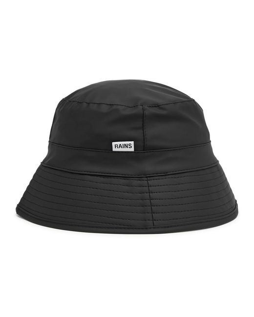 Rains Black Rubberised Bucket Hat