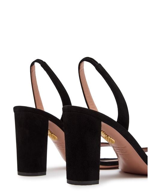 Aquazzura Black So Nude 85 Suede Sandals