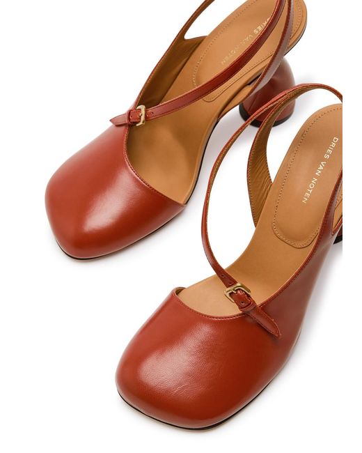 Dries Van Noten Brown 100 Cut-Out Leather Pumps