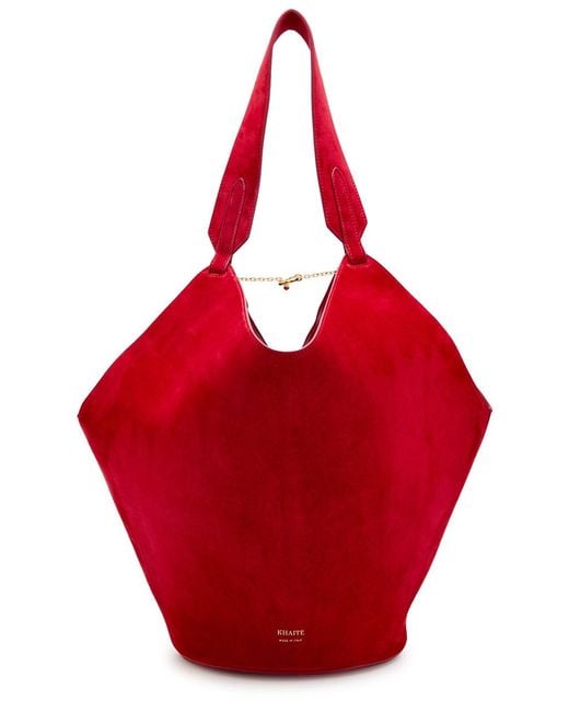 Khaite Red Lotus Small Suede Tote